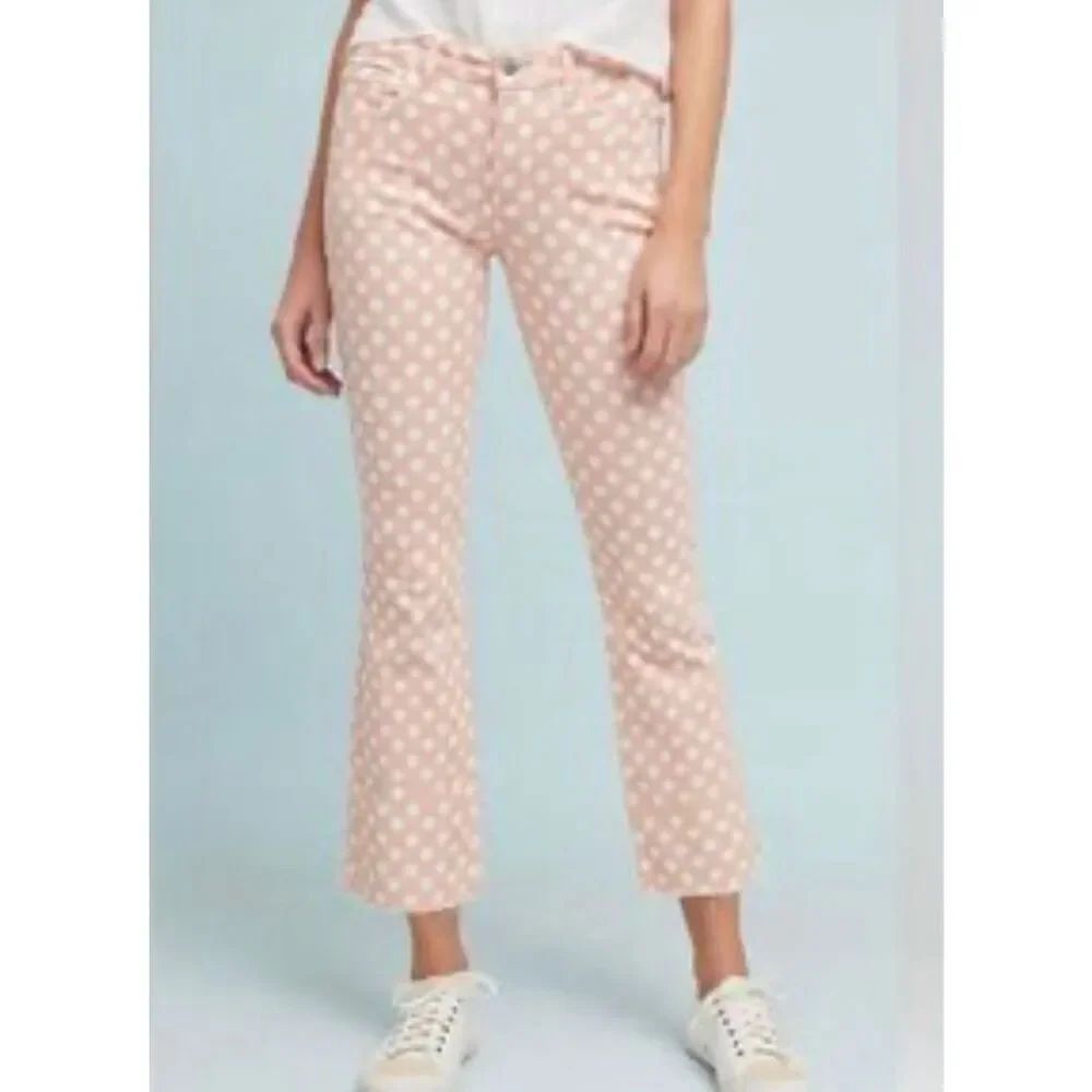 Anthropologie Pilcro the Leterpress polka dot high rise bootcut jeans 28